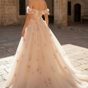 Elegant Off-Shoulder Cream Gown